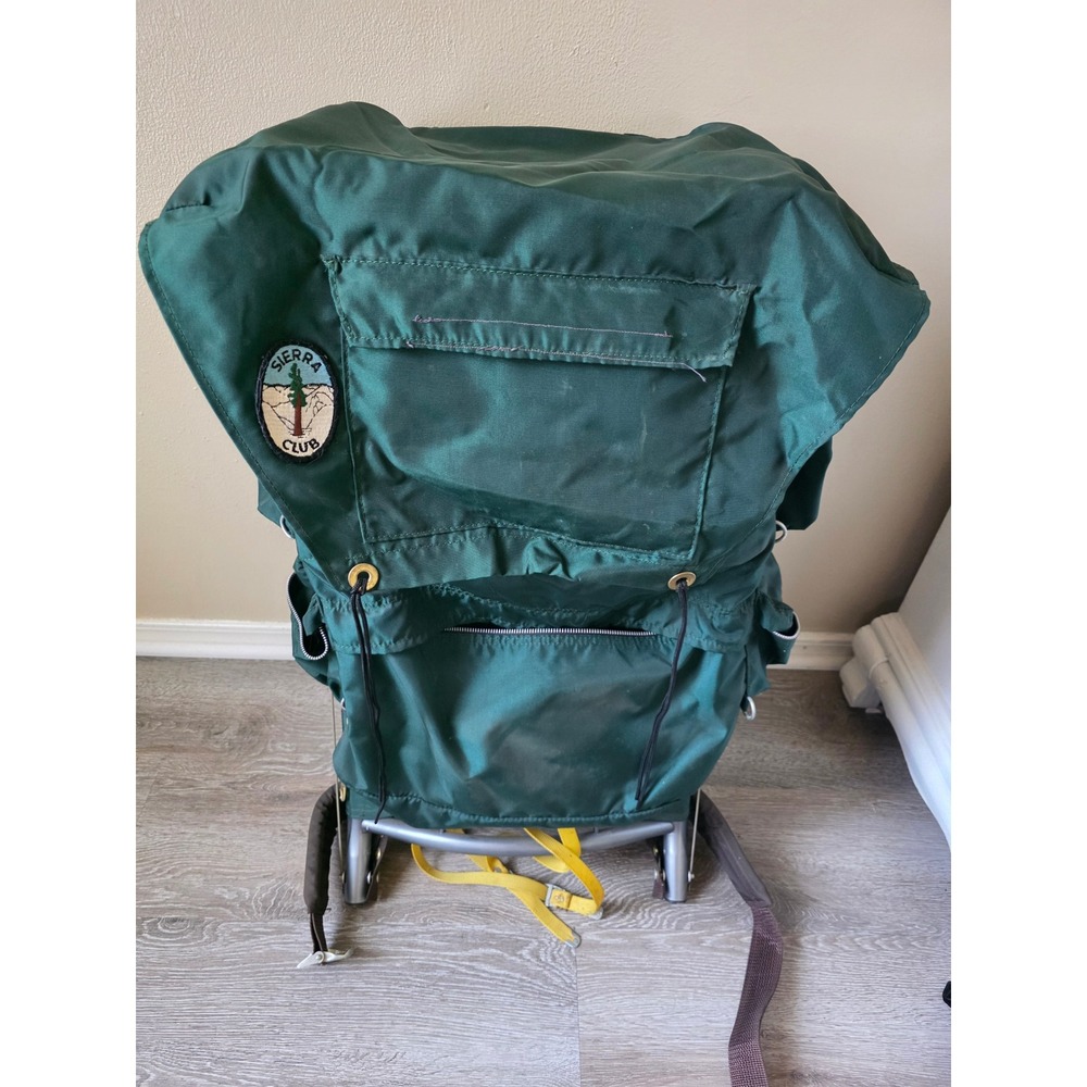 Vintage Sierra Club External Frame Hiking Backpack Green Nylon Camping Gear